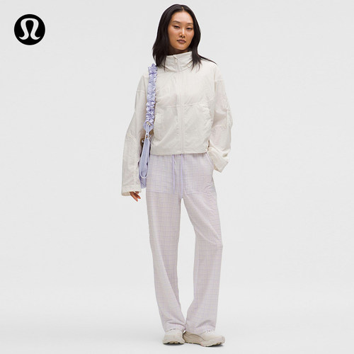 Seersucker Check女士泡泡纱中腰松紧腰长裤丨lululemon丨LW5HUHA