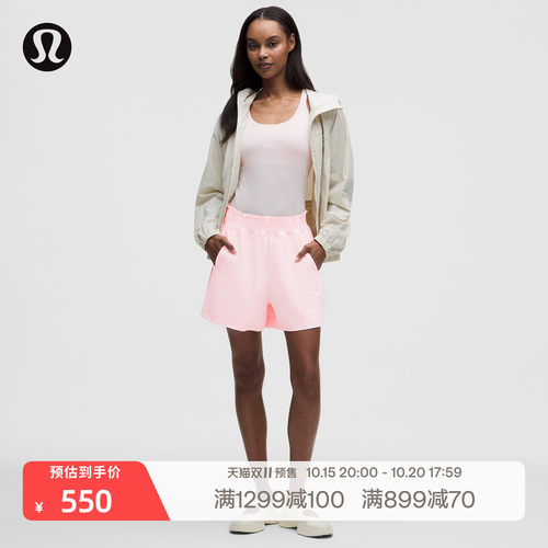 Stretch Woven女士腰部褶边高腰短裤4