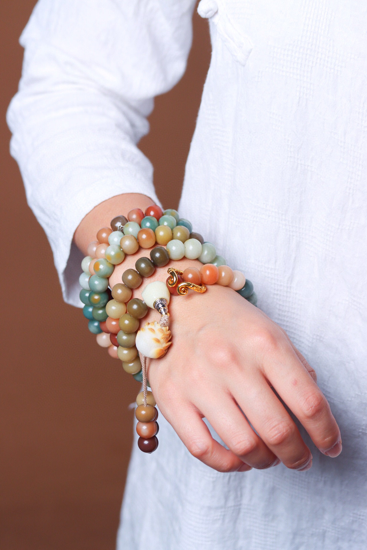 【白玉菩提根】原生态渐变彩色手串盘玩绕指柔手链手饰多款男女款