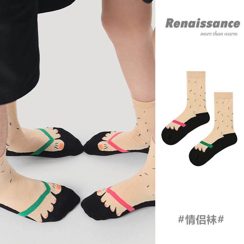 袜夏季袜子女创意卡通搞怪中筒Renaissance春秋情侣男士运动棉袜