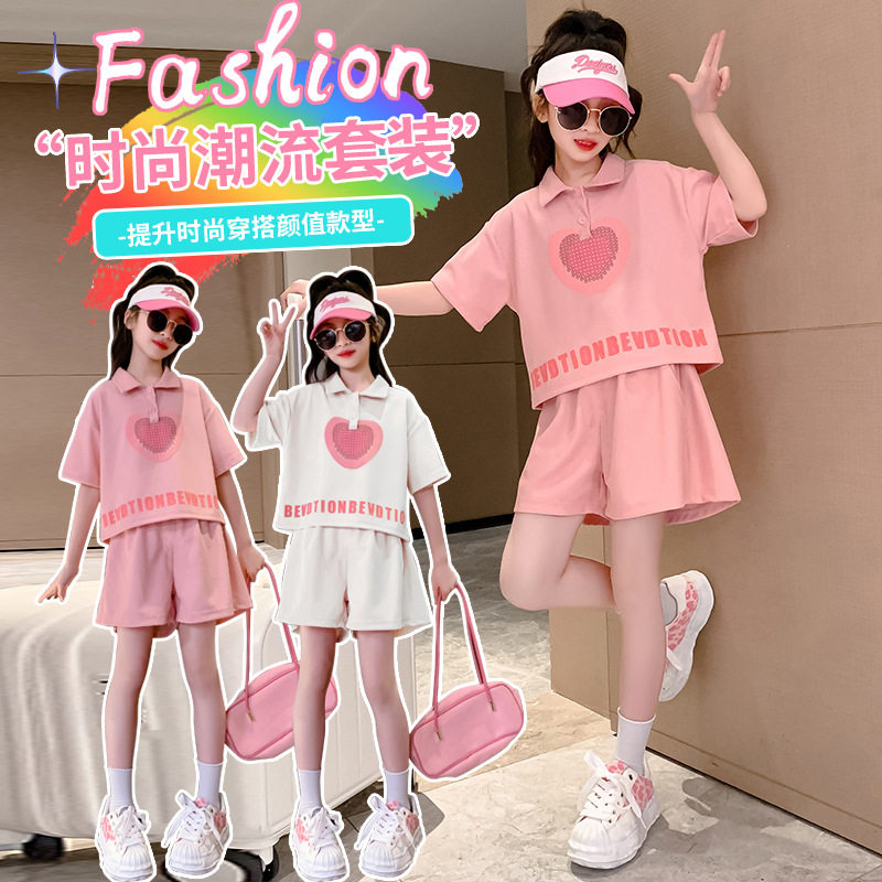 十岁女童短袖套装今年流行的小女孩夏天衣服一大一小儿童姐妹装夏
