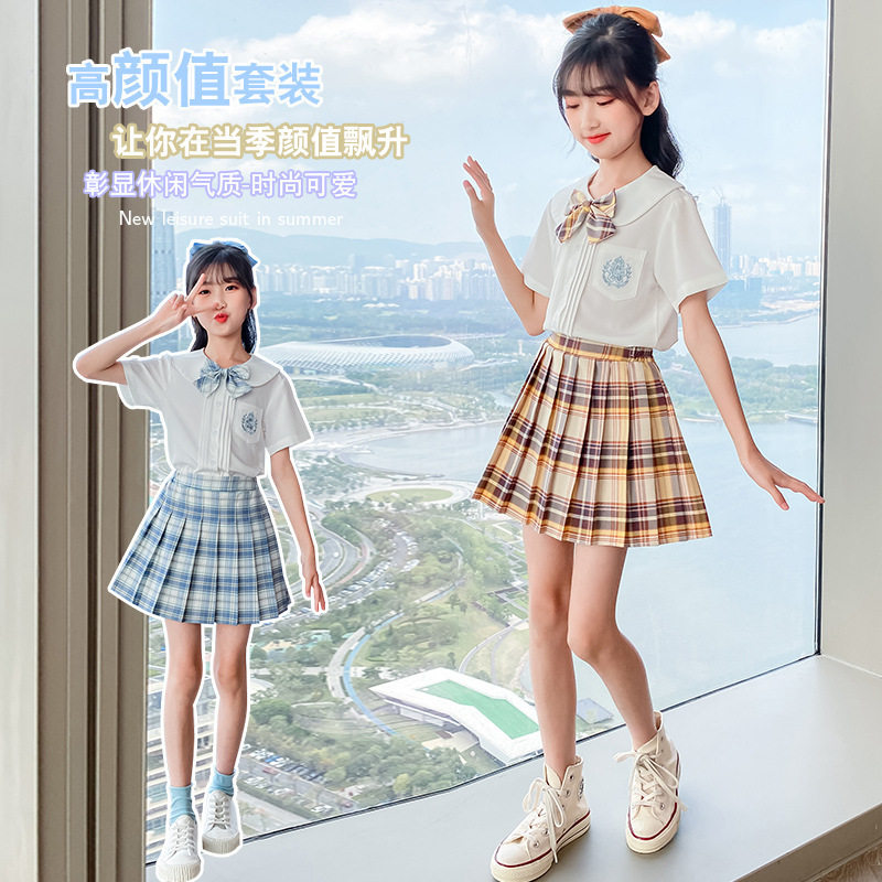12岁女大童JK套装裙夏季小学生女孩衣服学院风生日裙子儿童姐妹装