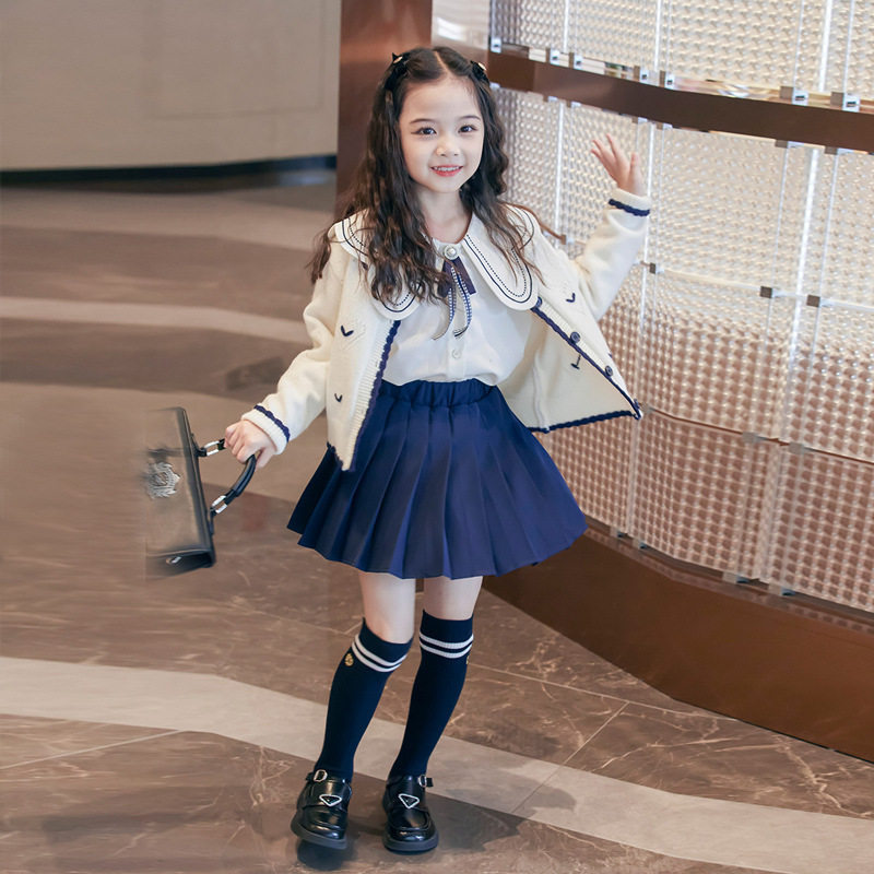 森系小学生女孩衣服春秋款JK制服裙套装一大一小儿童姐妹装10岁11