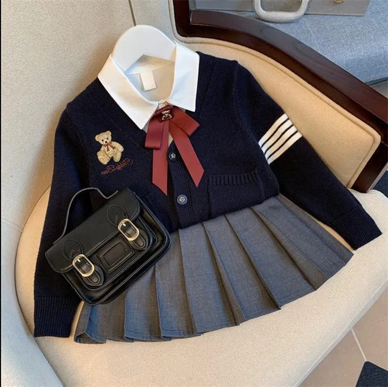 小学生女孩衣服春秋款JK制服裙套装10岁女孩一大一小儿童姐妹装秋