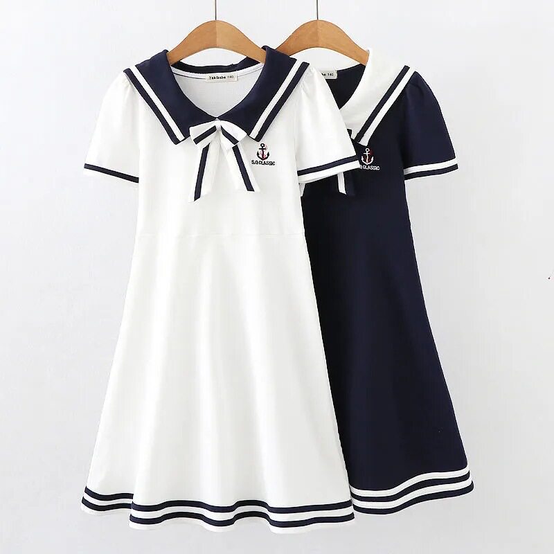 韩版洋气时髦女童连衣裙夏季学院风十岁女孩公主裙儿童姐妹装裙子