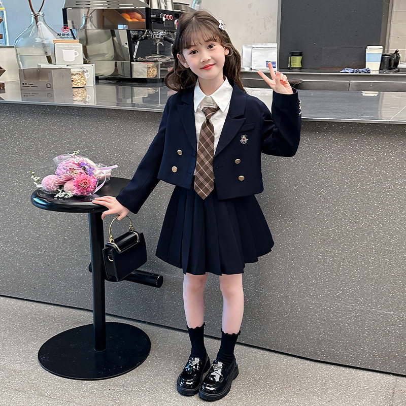 小西装女童JK制服裙套装秋季小学生女孩衣服十岁儿童姐妹闺蜜装秋