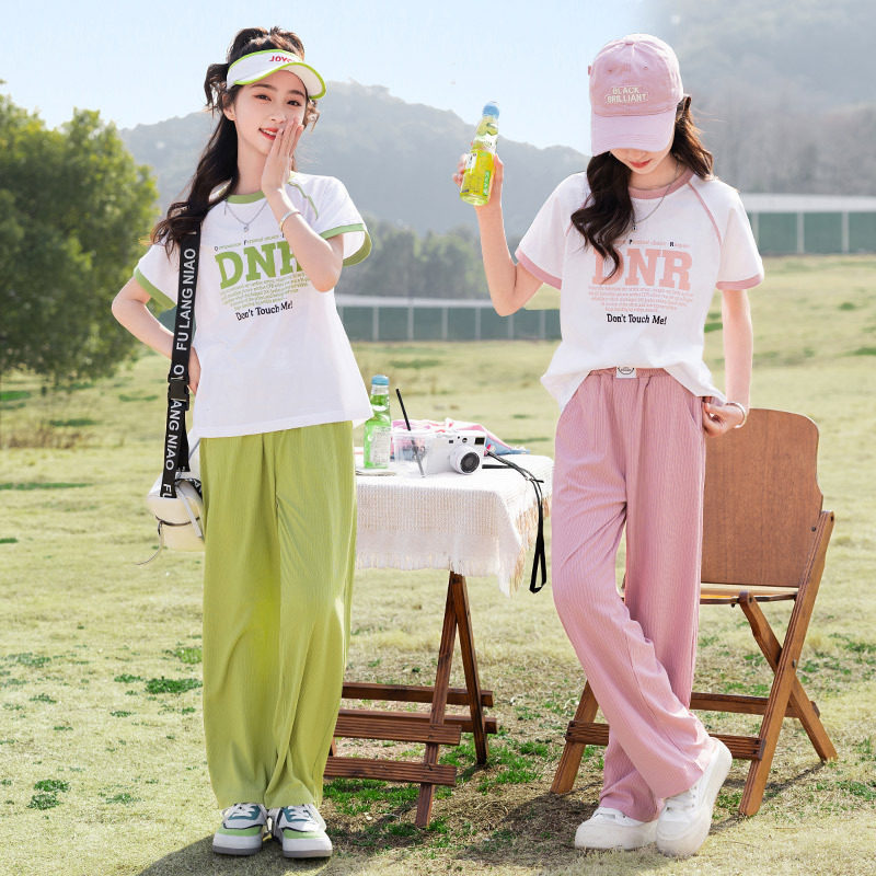 夏季女童短袖套装一大一小儿童姐妹闺蜜装十岁中大童女孩夏天衣服