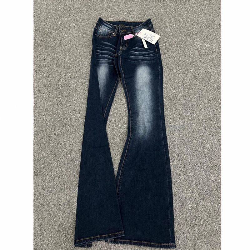 2025春秋季美式复古微喇牛仔裤女加绒辣妹低腰显瘦百搭弹力喇叭裤