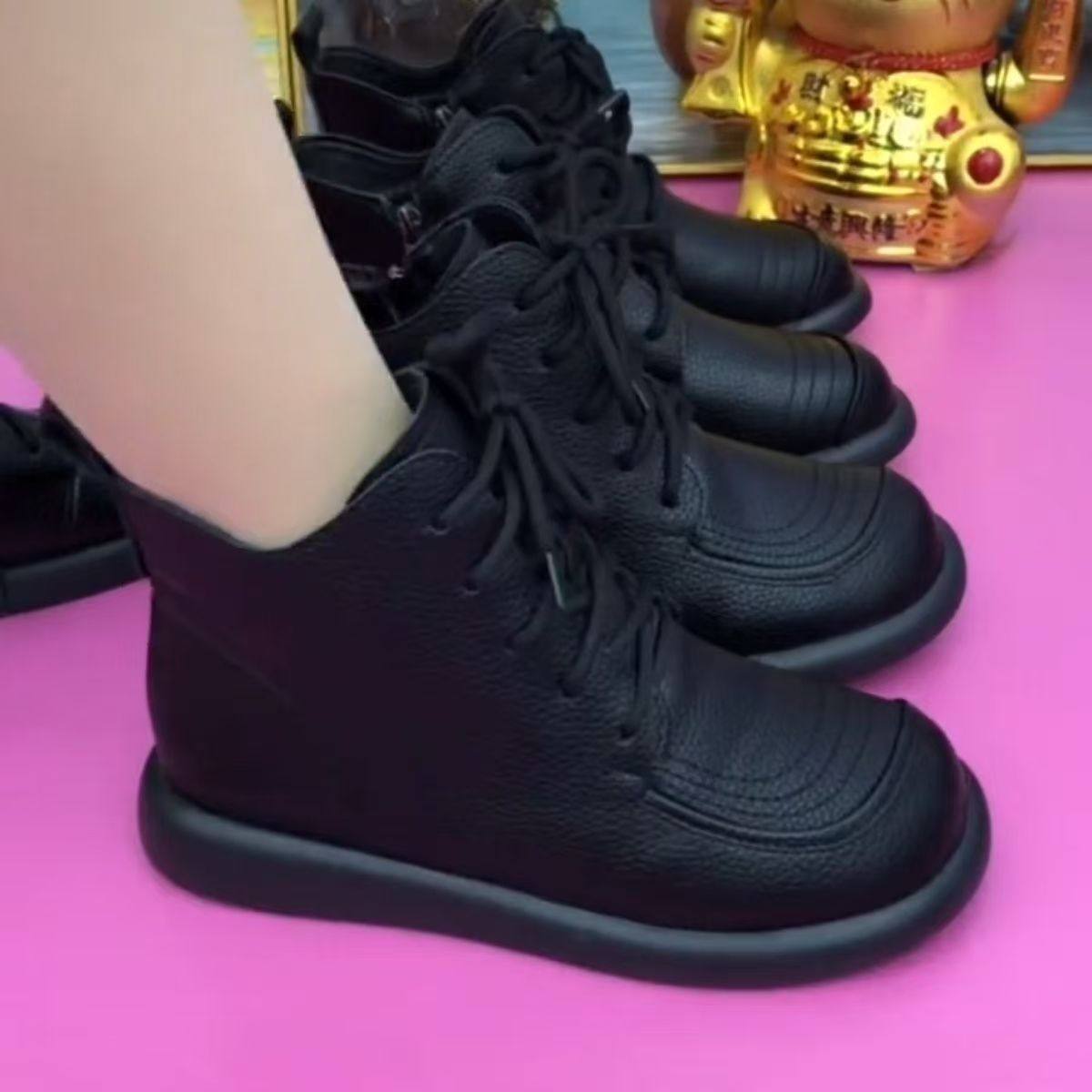 棉靴软底短靴女2025年秋冬新款加绒保暖平底马丁靴休闲中年妈妈鞋,女鞋,棉鞋,淘宝优惠券,粉丝福利购,淘宝优惠卷