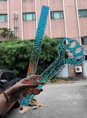 猫爪凹凸爱心炫彩透明戒尺亚克力