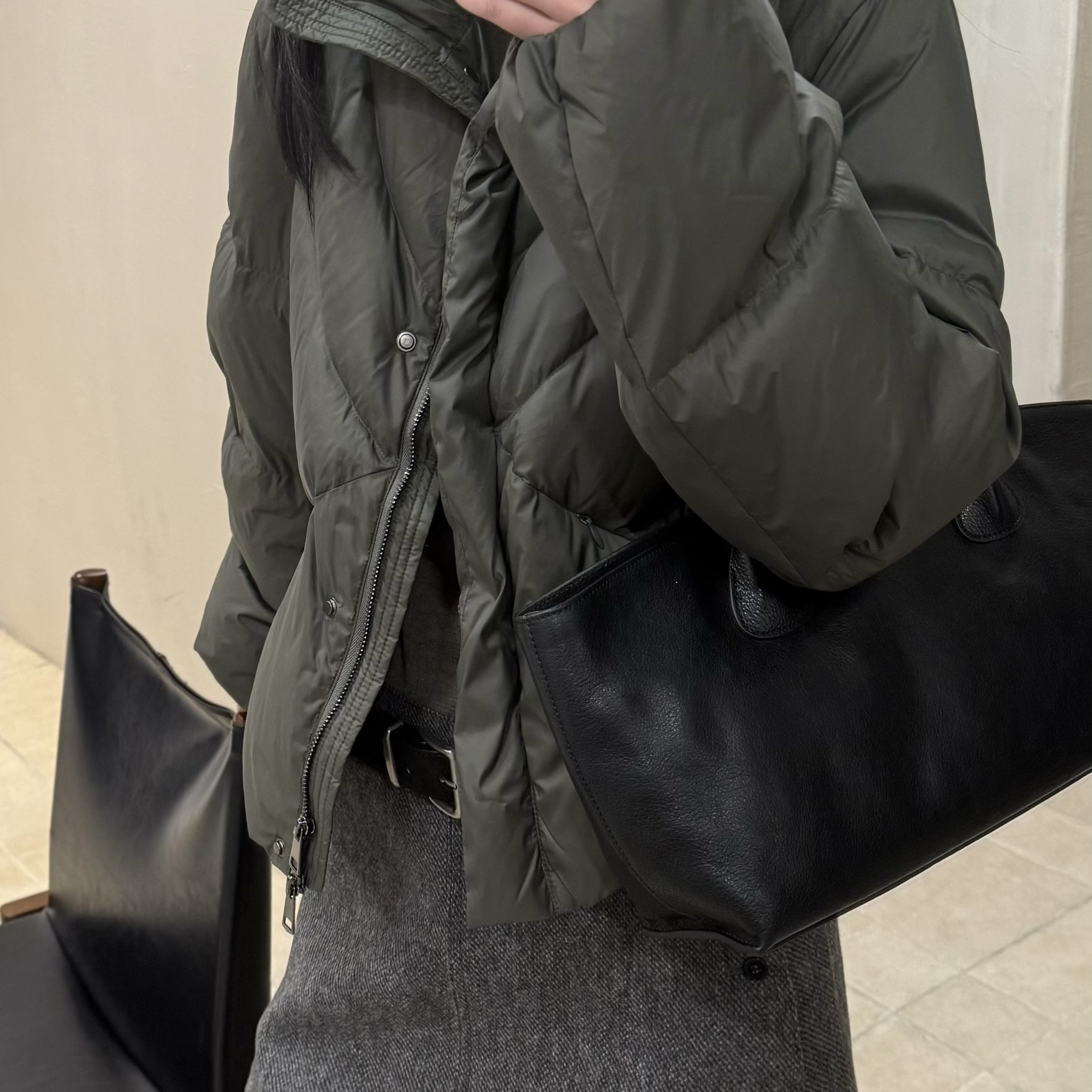 JINTIAN韩系立领短款羽绒服女军绿色面包服保暖外套冬季