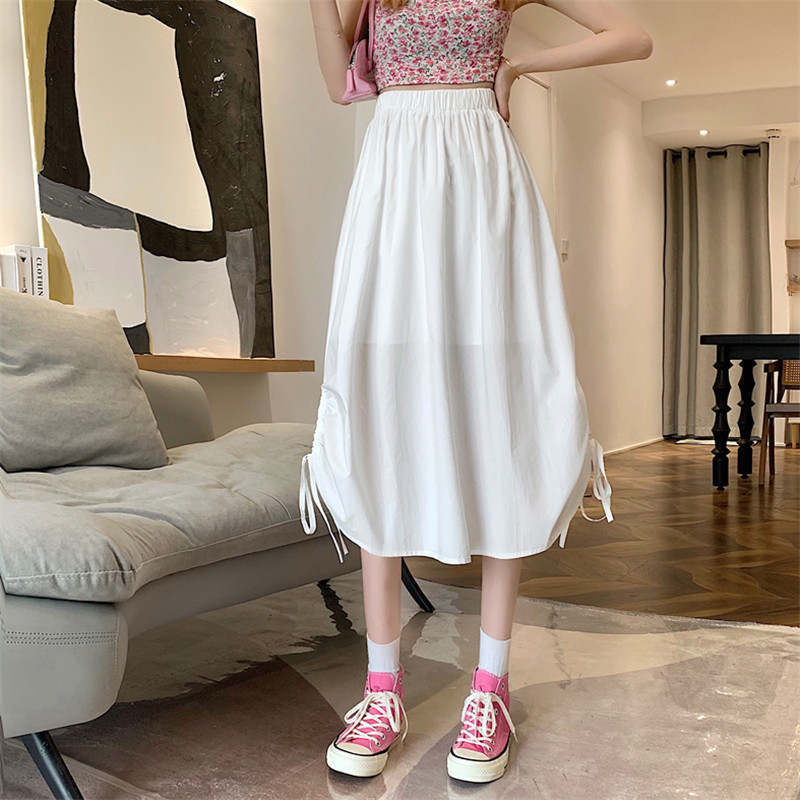 Real price Korean high waist, thin, sweet and salt mid length skirt, versatile with retro bandage skirt