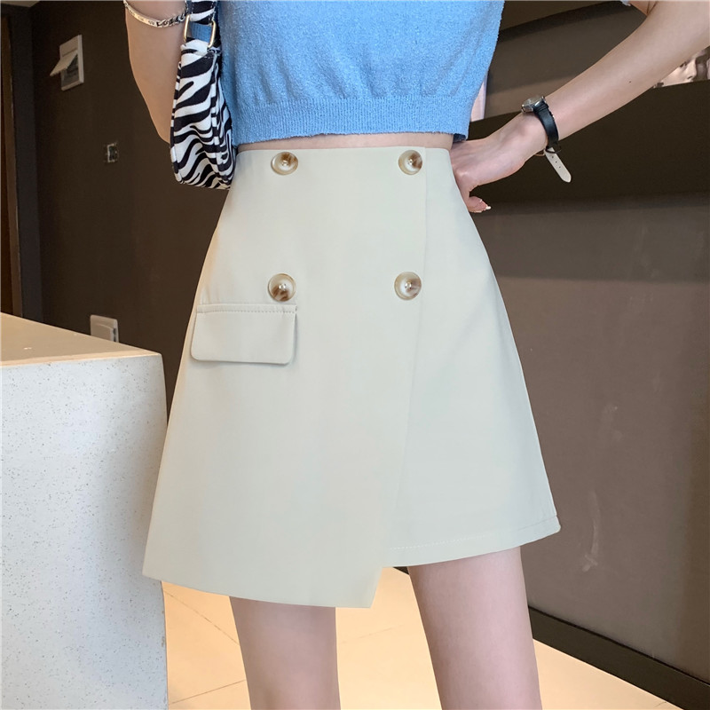 Korean high waist loose and versatile A-line skirt with irregular design