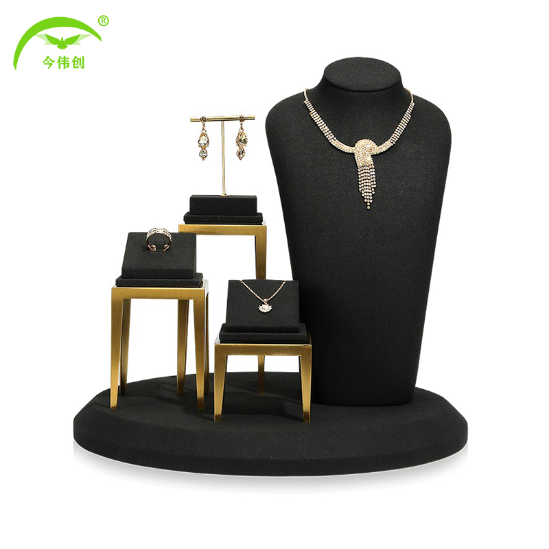 黑色超纤饰品展示架项链戒指耳钉耳环吊坠首饰陈列架珠宝展示道具