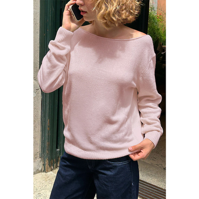 Subdue露肩船领毛衣套头针织衫