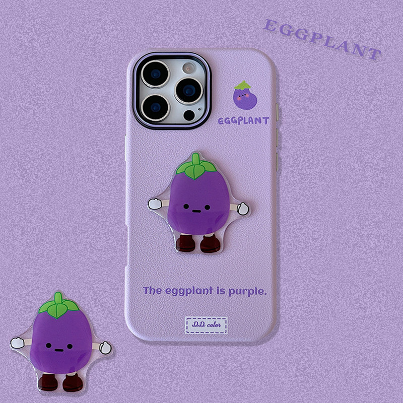 一家不会撞壳的店卡通创意立体蔬菜手机壳适用苹果M60皮革纹P70p手机壳iPhone15plusM70可爱茄16pro保护套13