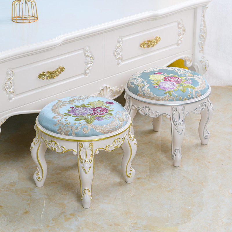 欧式矮凳 茶几凳家用小凳子 布艺圆凳创意宝宝靠背矮凳客厅换鞋凳