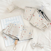 奶油泼墨全自动ins雨伞晴雨两用太阳伞防晒紫外线黑胶折叠遮阳伞