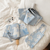 百合花全自动雨伞女晴雨伞两用太阳伞防晒防紫外线折叠遮阳伞ins