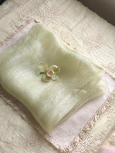 Rosemary束 春日植物染柔软轻盈双层真丝银丝飘逸丝巾披肩 溪