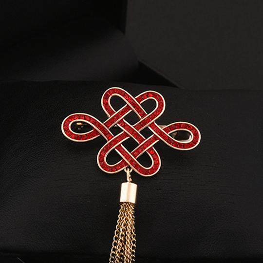 MEILAIFUREN 吉祥红色中国结流苏高档胸针高端定制搭配饰品送礼物