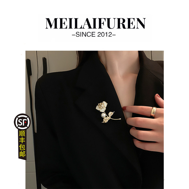 MEILAIFUREN高端定制玫瑰胸针高档胸花别针设计感小众复古饰品