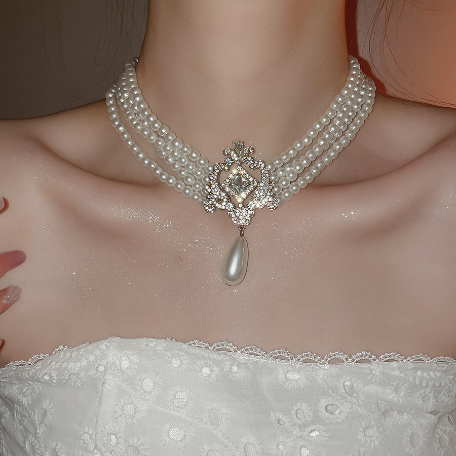 法式复古珍珠串珠项链女高级感