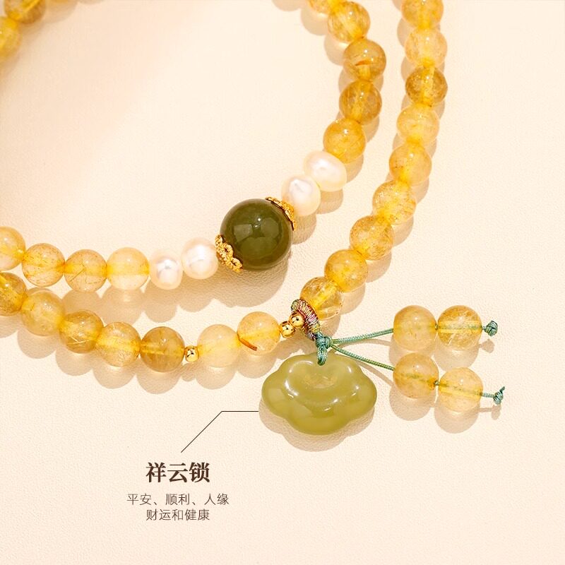 MEILAIFUREN高端定制双层叠戴水晶串珠手链女款轻奢小众精致手串