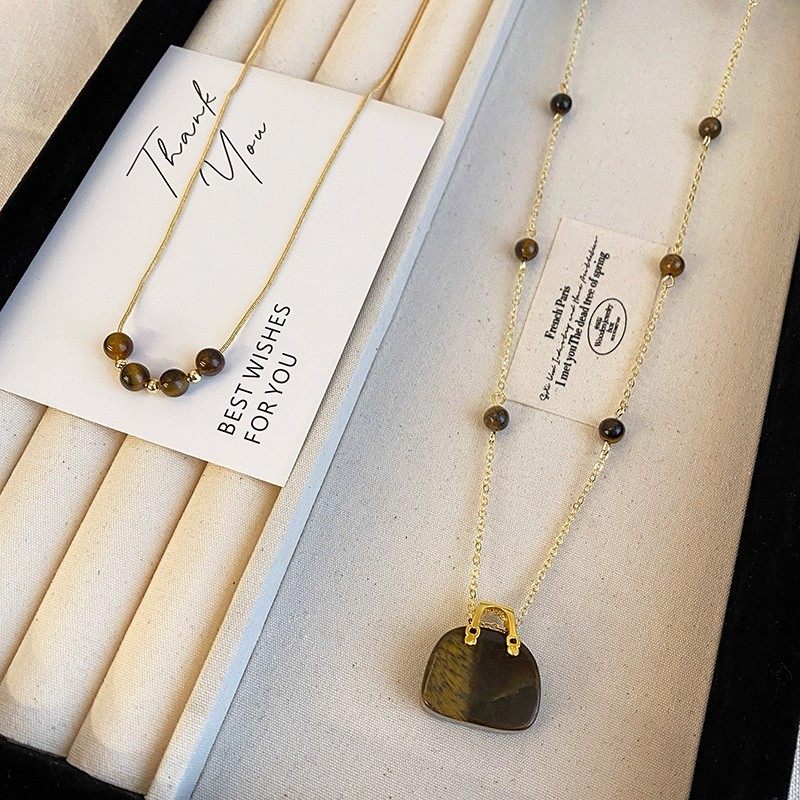 MEILAIFUREN高端定制秋冬轻奢虎眼石不规则串珠项链女百搭毛衣链,饰品/流行首饰/时尚饰品新,项链,淘宝优惠券,粉丝福利购,淘宝优惠卷