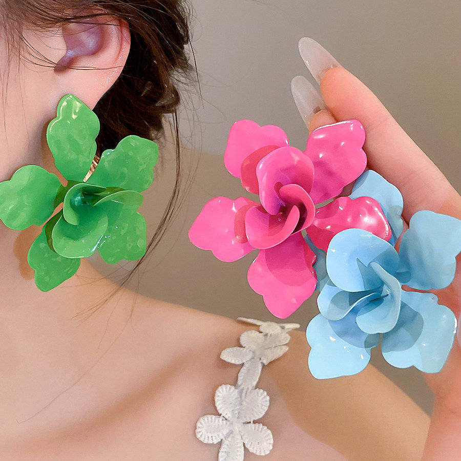 MEILAIFUREN高端定制滴油花朵耳钉巨好看高级感独特漂亮耳饰品