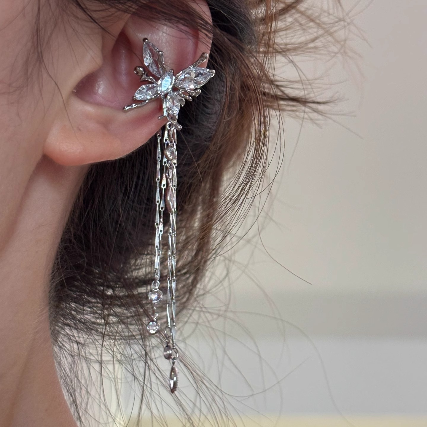 蝴蝶流苏耳骨夹无耳洞耳夹耳饰