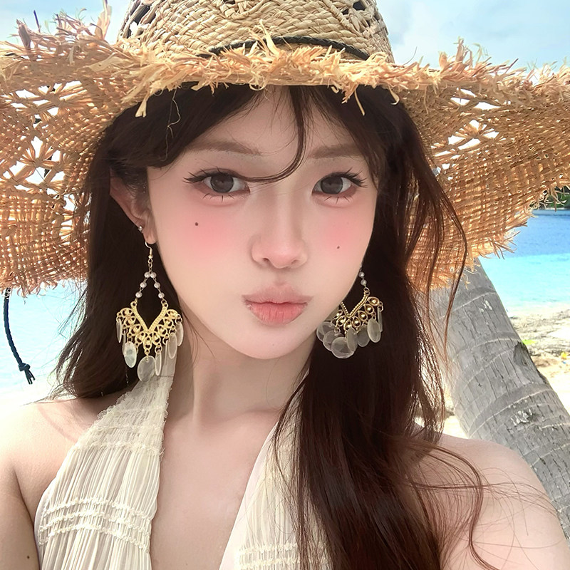 贝壳流苏耳环女百搭耳饰