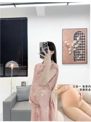 国风孕妇装新中式天丝麻改良旗袍连衣裙2026新款春夏季文艺时尚女 — 1