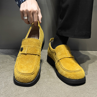英伦风透气翻毛皮户外休闲一脚蹬乐福鞋 复古休闲皮鞋 春季 2026新款