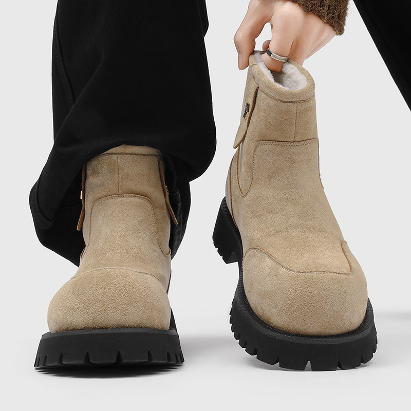 2025冬季新款户外休闲加绒保暖雪地靴男厚底增高棉鞋套筒马丁靴潮,流行男鞋,时尚雪地靴,淘宝优惠券,粉丝福利购,淘宝优惠卷