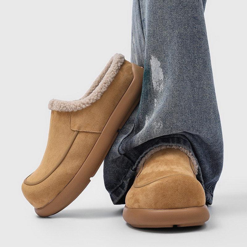 包头半拖鞋男加绒勃肯鞋冬季保暖一脚蹬户外休闲雪地靴高级感棉鞋