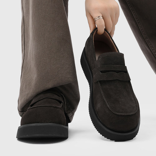 老钱风乐福鞋厚底增高休闲皮鞋