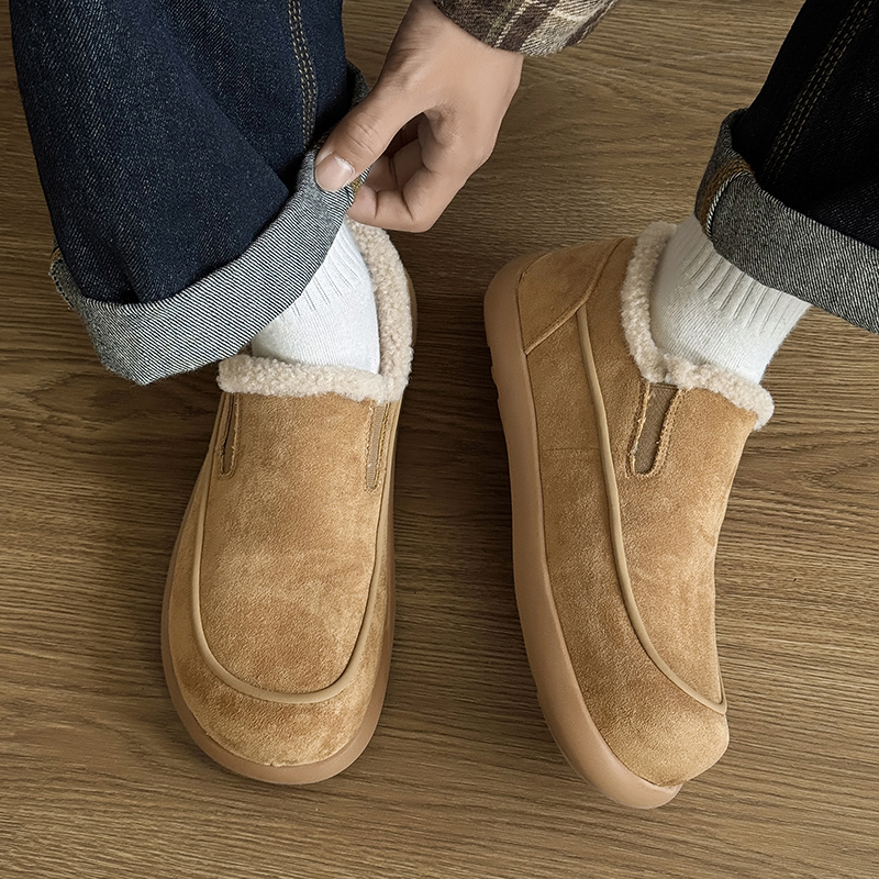 加绒保暖一脚蹬雪地靴全包勃肯鞋