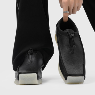 2026春季新款夫子鞋男透气乐福鞋一脚蹬懒人休闲皮鞋方头德比鞋潮