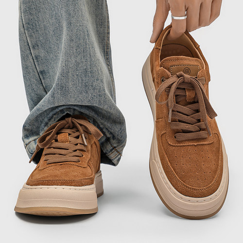 复古英伦风板鞋翻毛皮低帮休闲鞋