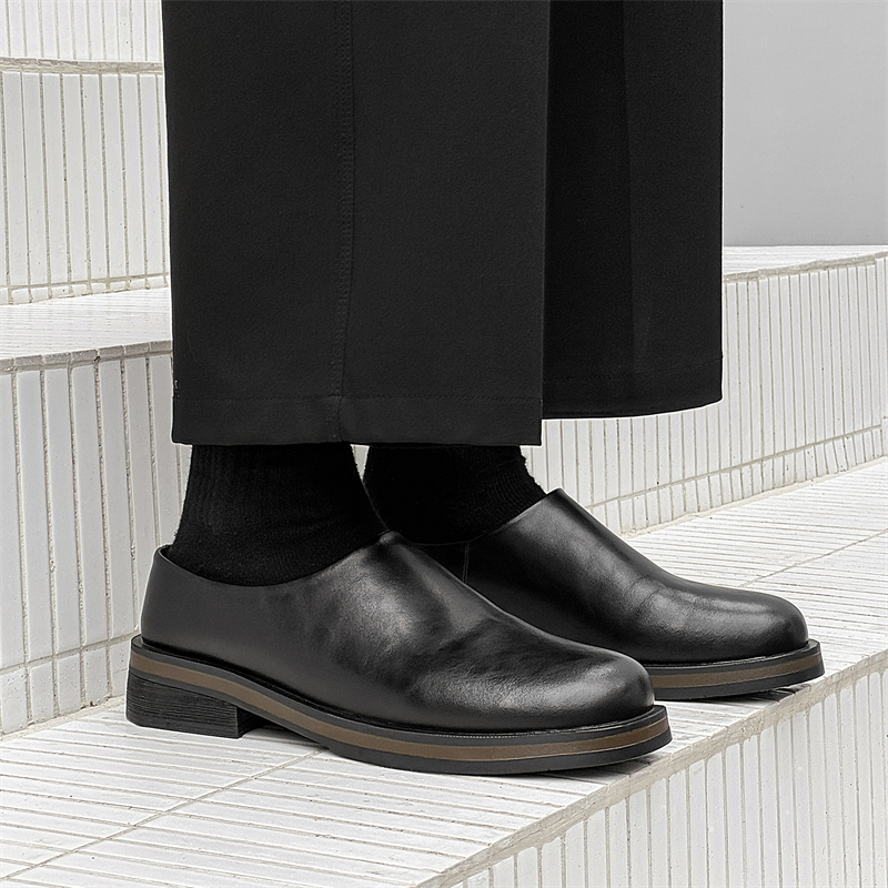 厚底增高乐福鞋一脚蹬休闲皮鞋