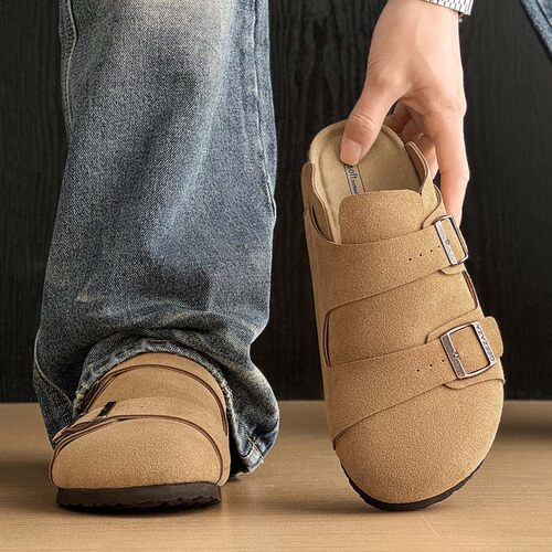 小众设计感勃肯鞋包头半拖鞋懒人