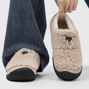 2025冬季新款毛毛雪地靴男女一脚蹬棉鞋毛绒勃肯鞋加绒包头半拖鞋