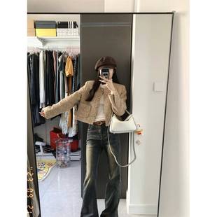 小香风高级春气MFR质毛感呢新款长袖开衫外套女装早法复式古短款