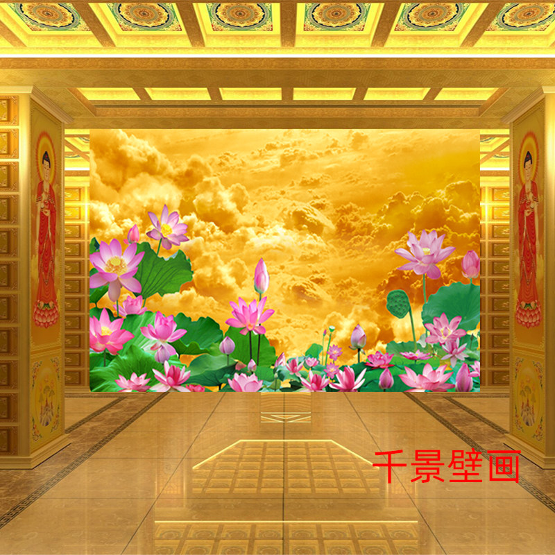 环保材质莲花祥云墙布