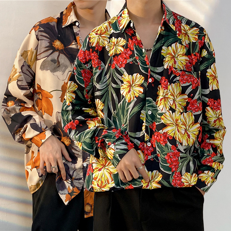 花衬衫男长袖秋季设计感小众