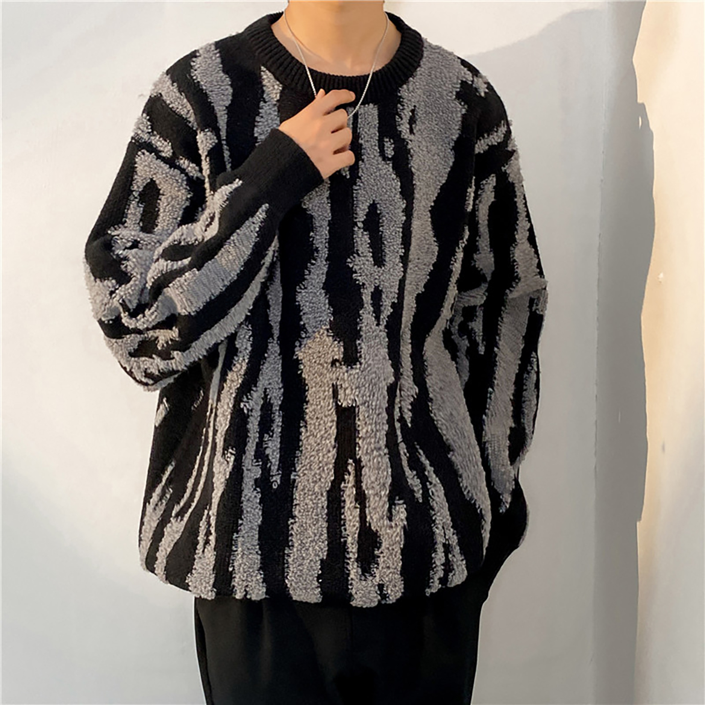 毛衣男秋冬季2025新款潮牌打底针织个性线衣青少年加厚宽松针织衫