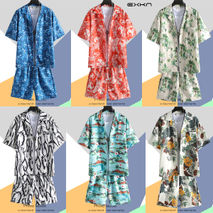 沙滩服男大码海边度假男装三亚旅行男士夏威夷套装班服旅游情侣装