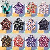 新款 花衬衫 夏威夷泰式 日系夏季 港风复古ins休闲宽松短袖 衬衣情侣