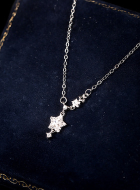 精致闪锆星星项链女生款小众气质轻奢五角星锆石不锈钢网红锁骨链